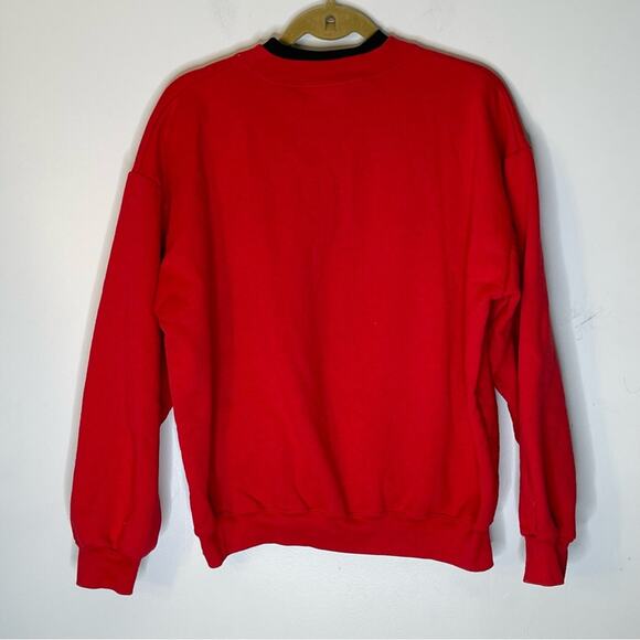 GINNIS GIRL Red and Black Reindeer Express Embroidered Pullover Sweatshirt Large - Picture 5 of 8
